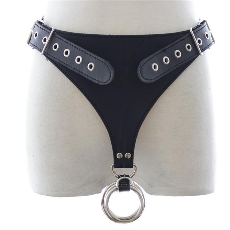 BDSM Slave Training Sexy kostýmy pro dospělé Sexy hračky Kožené Bondage Penis Cage Kalhoty cudnosti