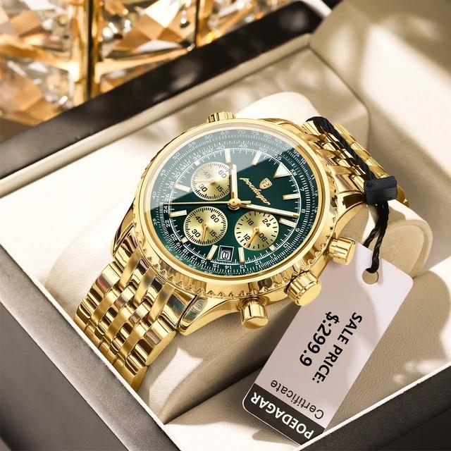 Top-Marke POEDAGAR 960 Luxus-Uhr für Herren Sport Quarz Edelstahluhren Leuchtendes Chronographen-Herren-Wasserdichte Uhr