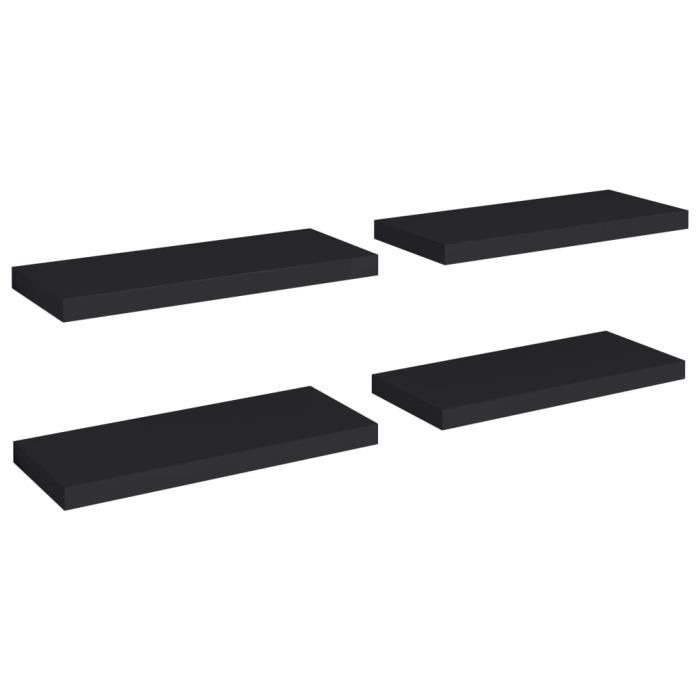 VidaXL Étagères murales flottantes 4 pcs Noir 60x23,5x3,8 cm MDF
