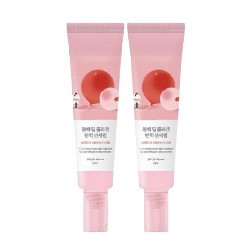 ROUND LAB Camellia Deep Collagen Firming Sun Serum SPF50+ PA++++ Anti-Aging UV Protection 50ml x 2set