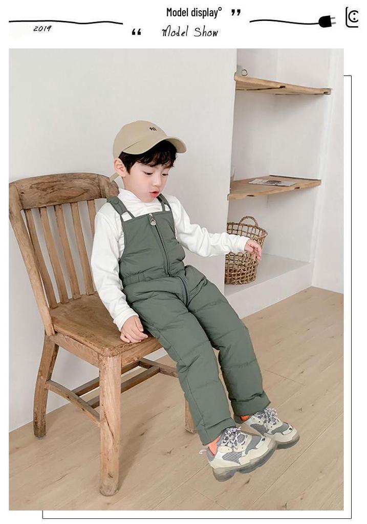 2026 Baby-Latzhose im koreanischen Stil: Herbst/Winter Daunen-Baumwollhosen für Kinder