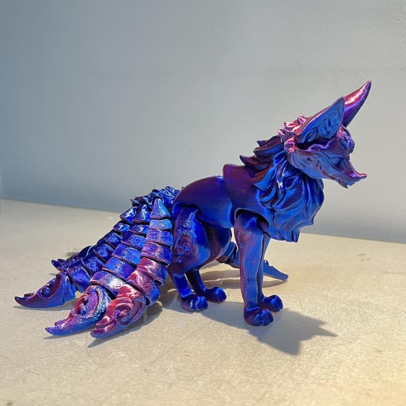 Articulated Nine Tailed Foxes Model, 3D Printed Multi Joint Collectible Figurine, Home Decoration Craft