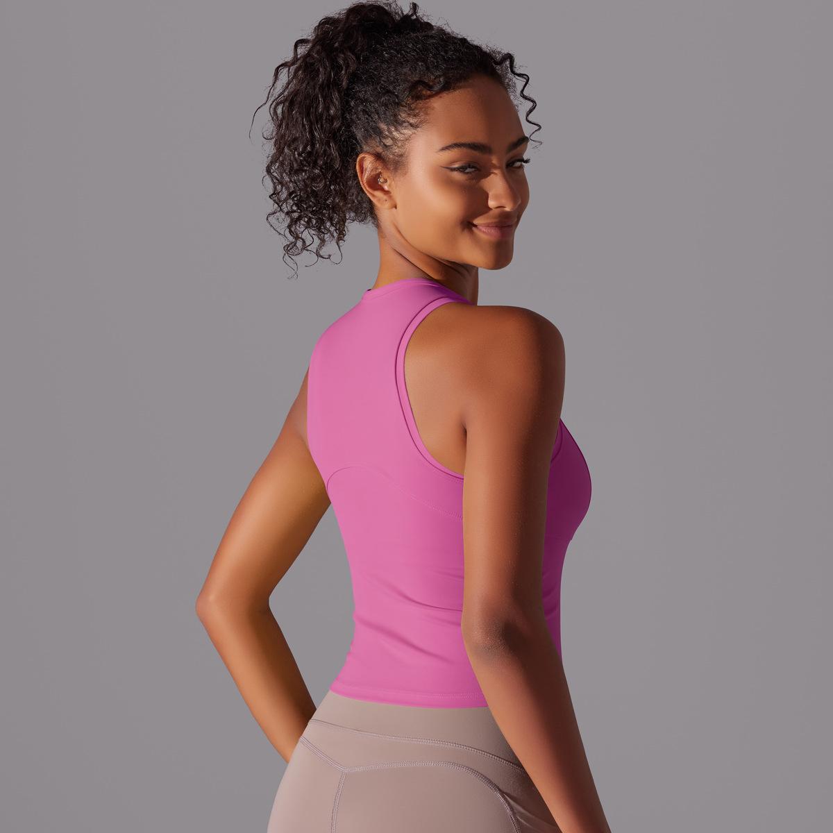 Двусторонний нейлоновый однотонный плотный жилет с круглым вырезом для занятий спортом — фото 10