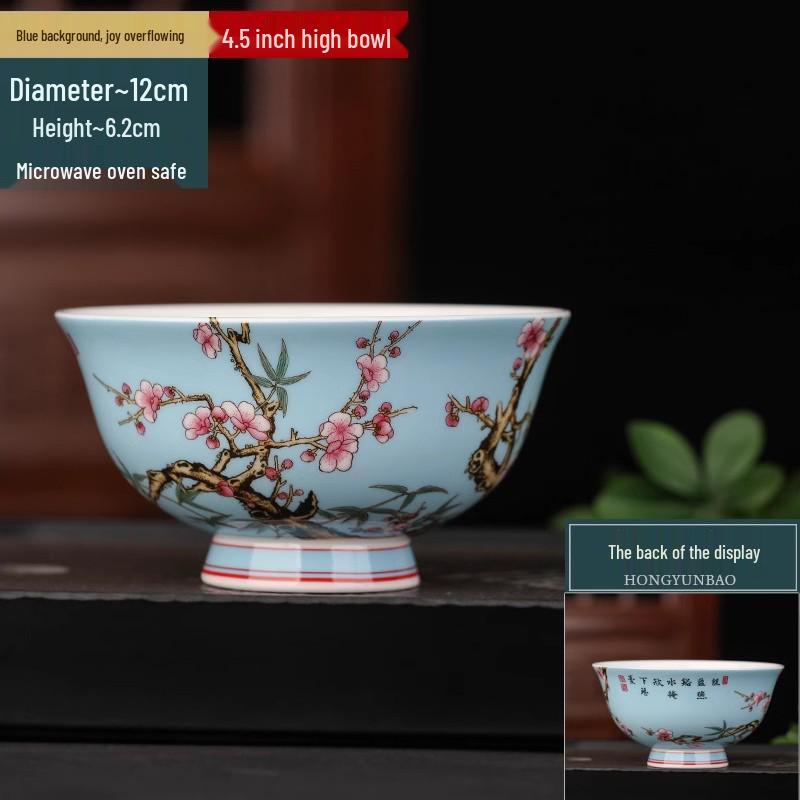 Jingdezhen Ceramic Rice Bowl: High-Foot, Enamel Color, Longevity Design