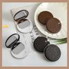 Mini Chocolate Cookie Mirror Cute Biscuits Shape Makeup Mirror with Comb Hair Styling Tool Cartoon Folding Compact Pocket Mirror