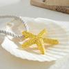 Fashion Starfish Pendant Necklace Earrings Beach Clavicle Chain Simple Choker Earrings Jewelry Braided Rope Neck Chain