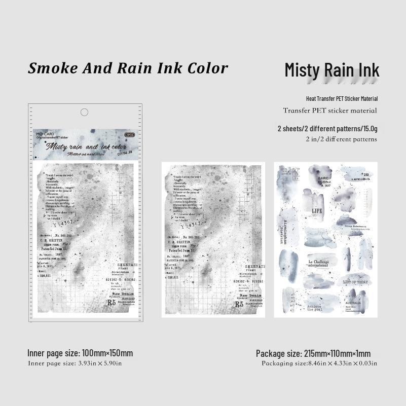 MomoPET Speckled Ink Watercolor Retro Journal Stickers