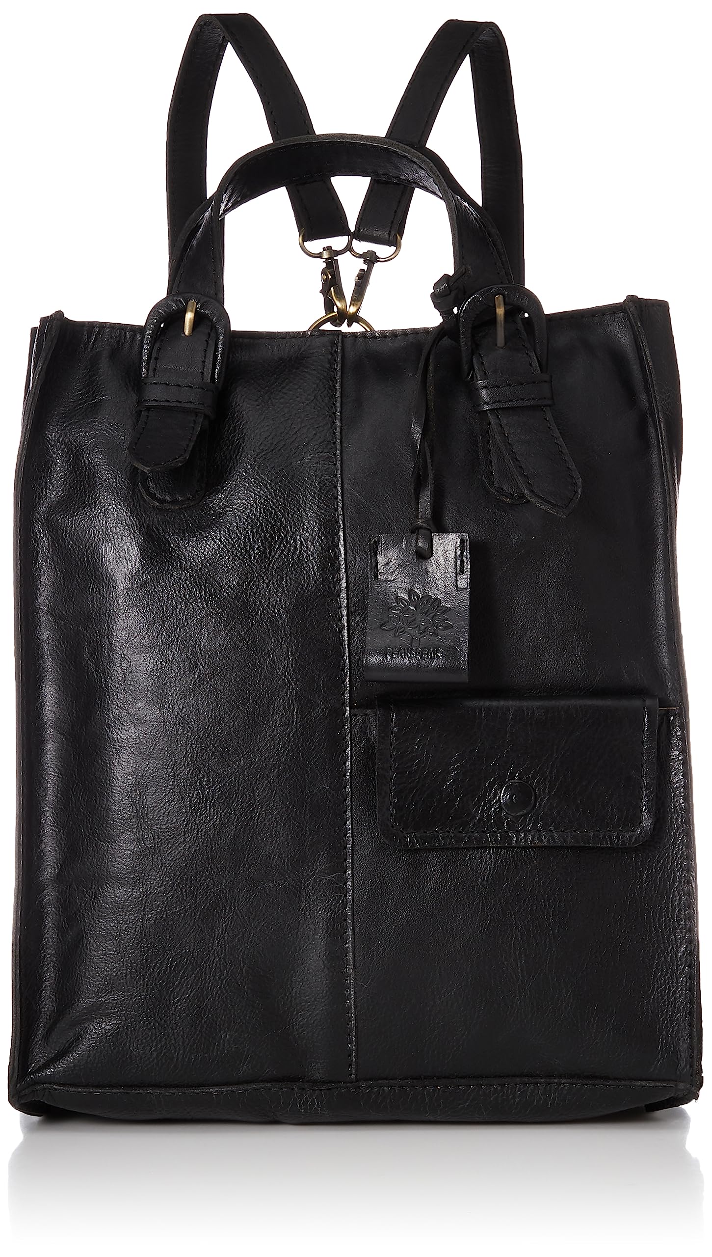 Peaks Peak 2-Way Tote Bag, Soft Leather Tote x Backpack, Women s, Black