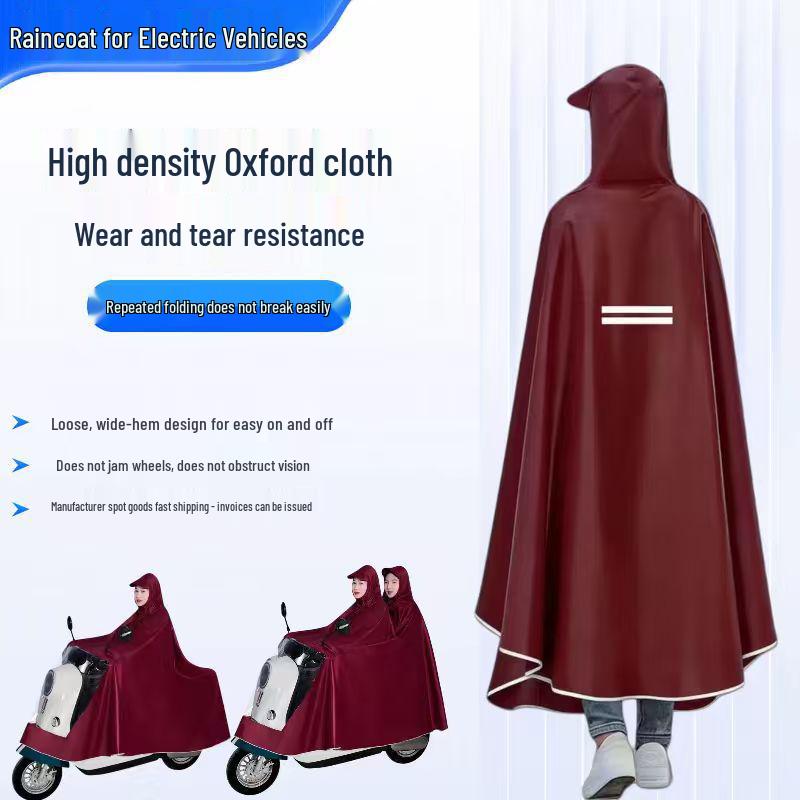 XL Electric Vehicle Raincoat: Anti-Downpour, Full Body Cover for Single/Double Riders, Pedal Motorbike Use