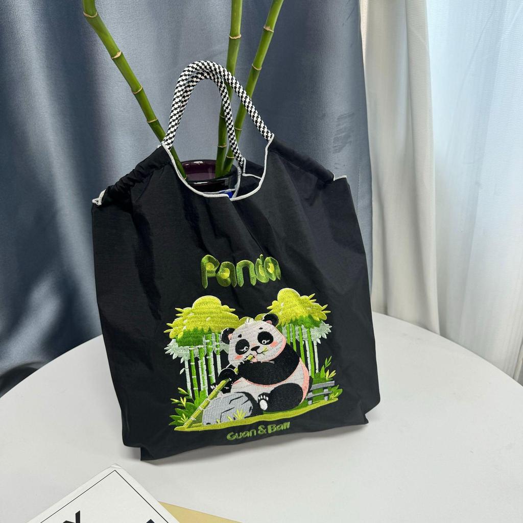 Trendy Large-Capacity Japanese-Style Nylon Embroidery Shoulder Bag for Women