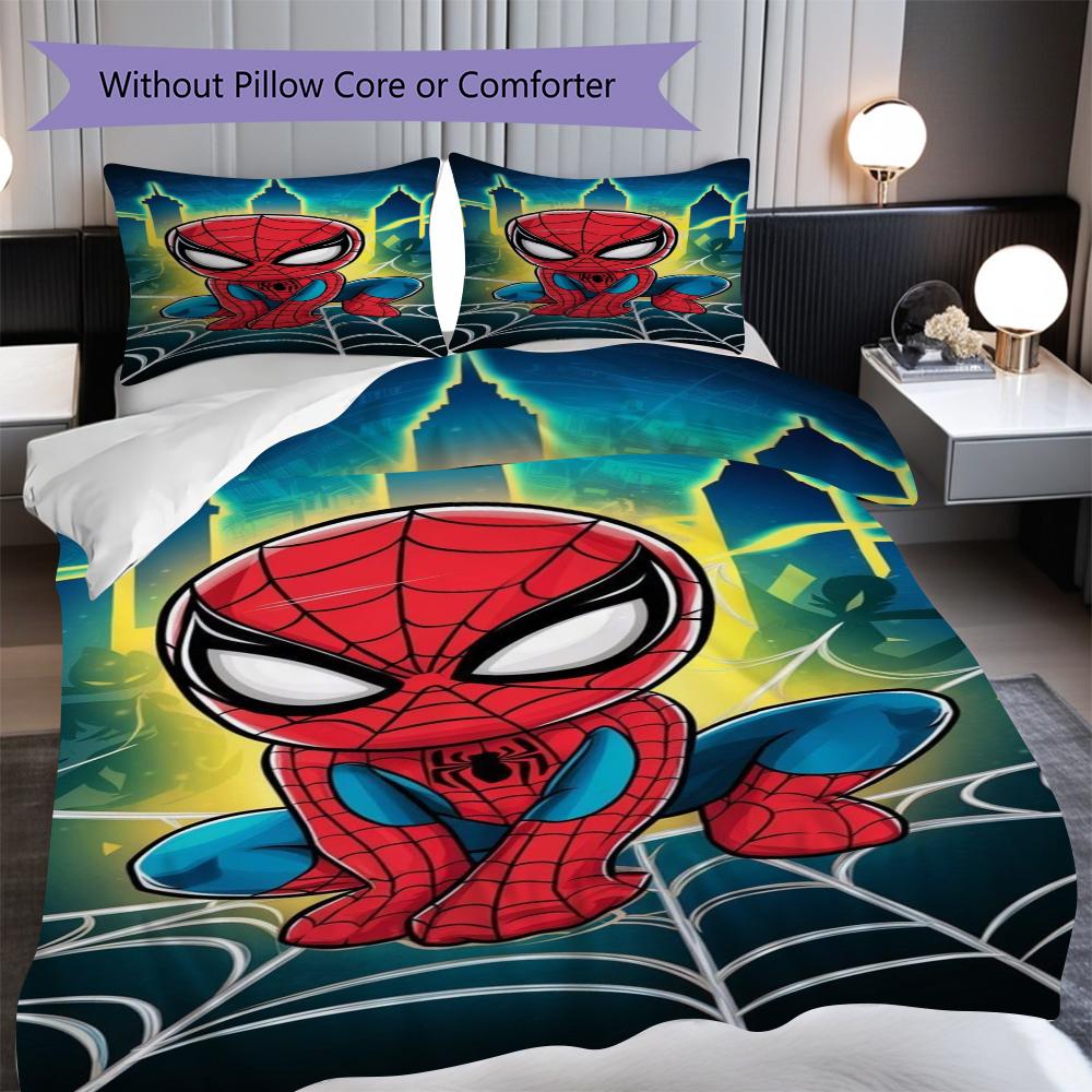 1PC Spider-Man Pattern Bedding Quilt Set Quilt Cover Pillowcase Home Decoration Birthday Gift (1 * Duvet Cover + 2 * Pillowcase, Without Core)