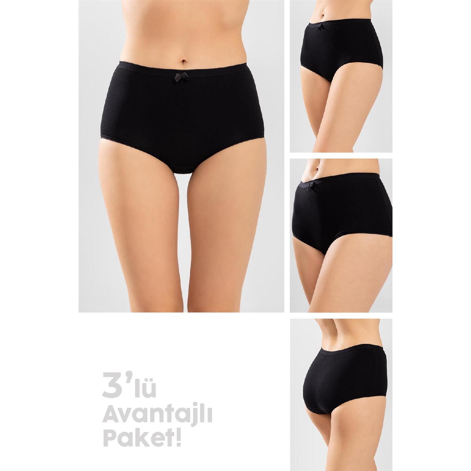 

Жіночі бавовняні однотонні жіночі трусики Bato класичного крою, 3 шт., чорні S чорний