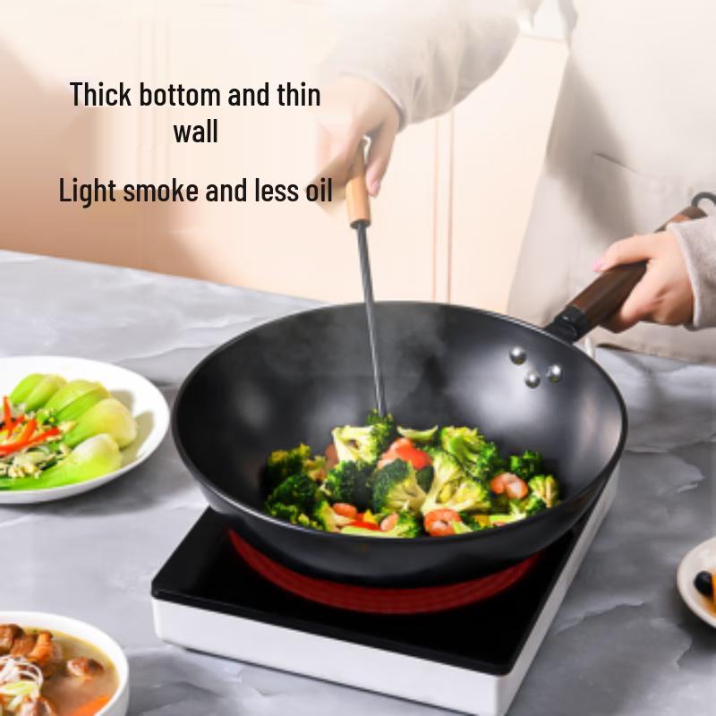 Sanho T321 Nitrogen Hammered Iron Wok Set