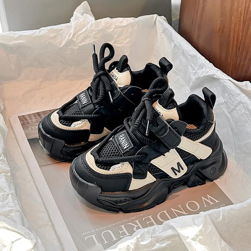 Unisex Kids Thick Sole Lace Up Velcro Breathable Mesh Casual Sports Sneakers 22