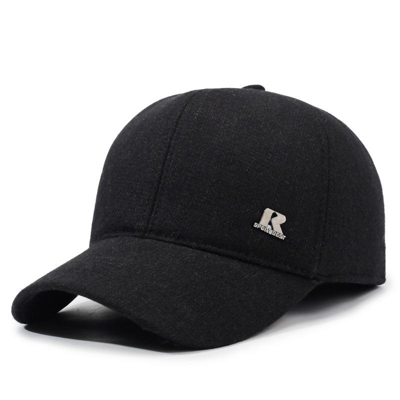 

Осенне-зимняя бейсболка для среднего возраста, мужская уличная теплая бархатная толстая шапка чёрный