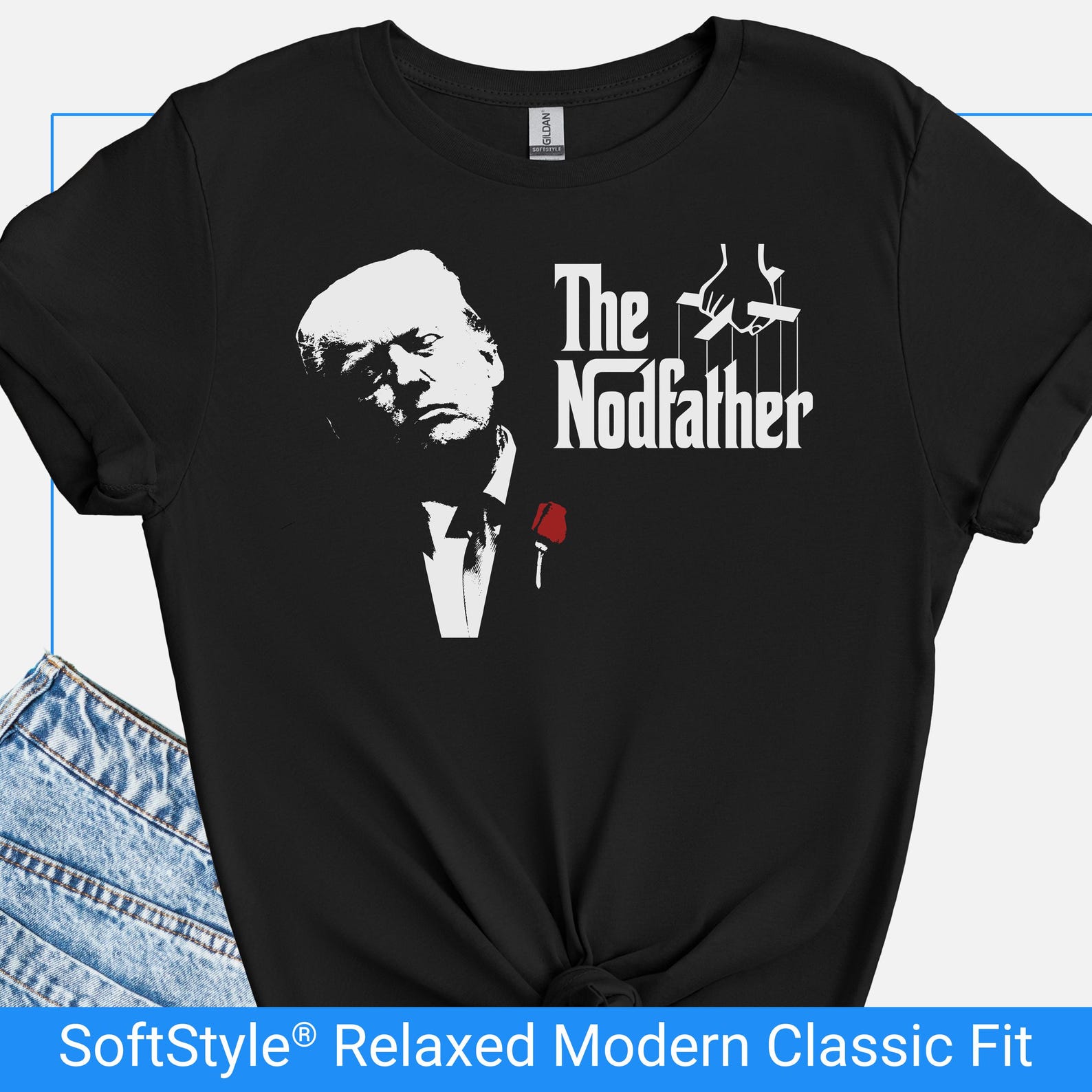 Sleeping Trump Parody Shirt, Anti Trump Tee for Men Women, Funny Political Meme T-Shirt, The Nodfather Gag Gift L