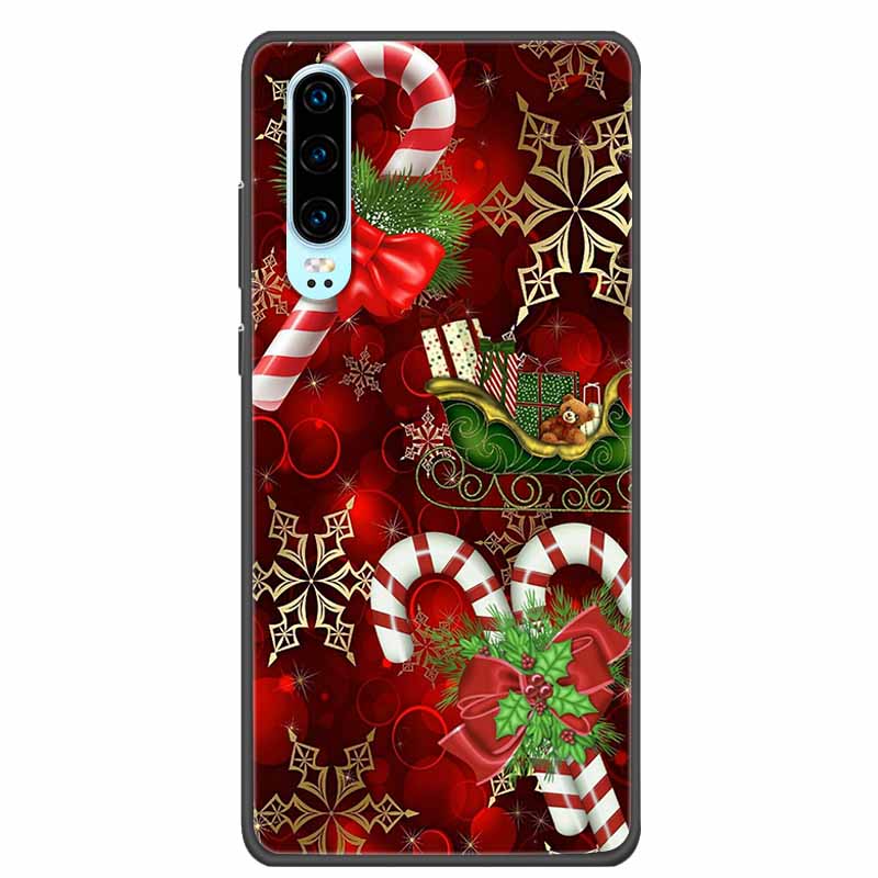 Christmas Phone Cases For Huawei P30 Pro P30 lite Case Black Silicone TPU Soft Cover For Huawei P30 Pro Santa Claus Bumper Funda