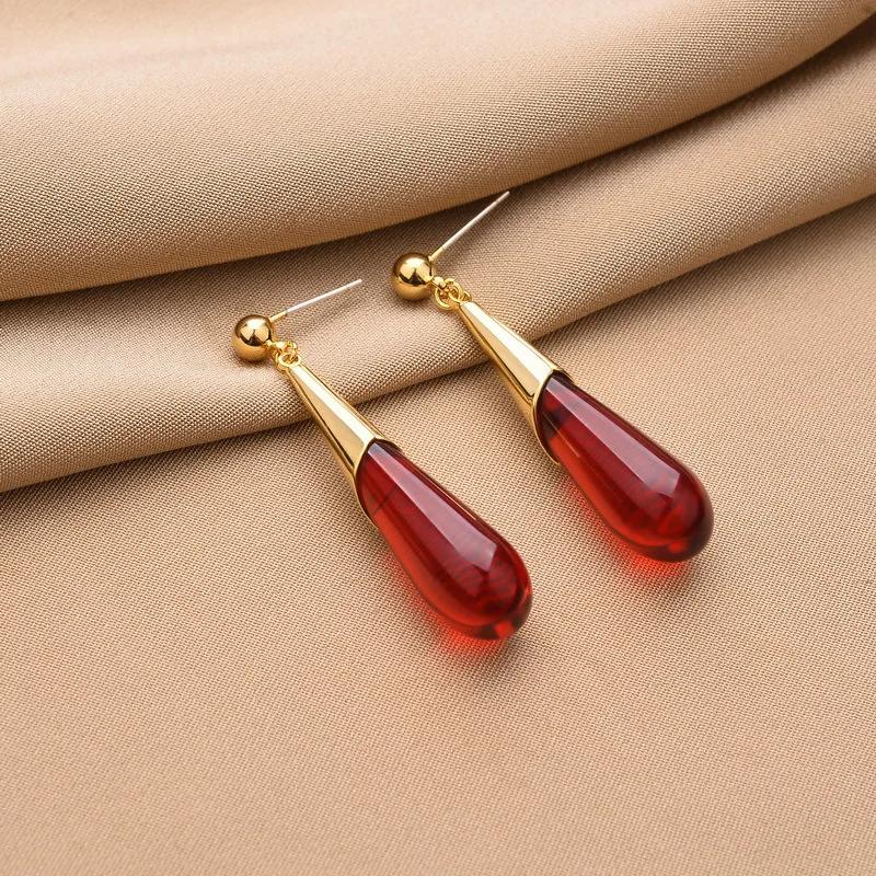 Red Water Drop Metal Post Earrings For Women Fashion Zircon Vintage Designer Styles Gifts Party Wholesale Accessories 2022259