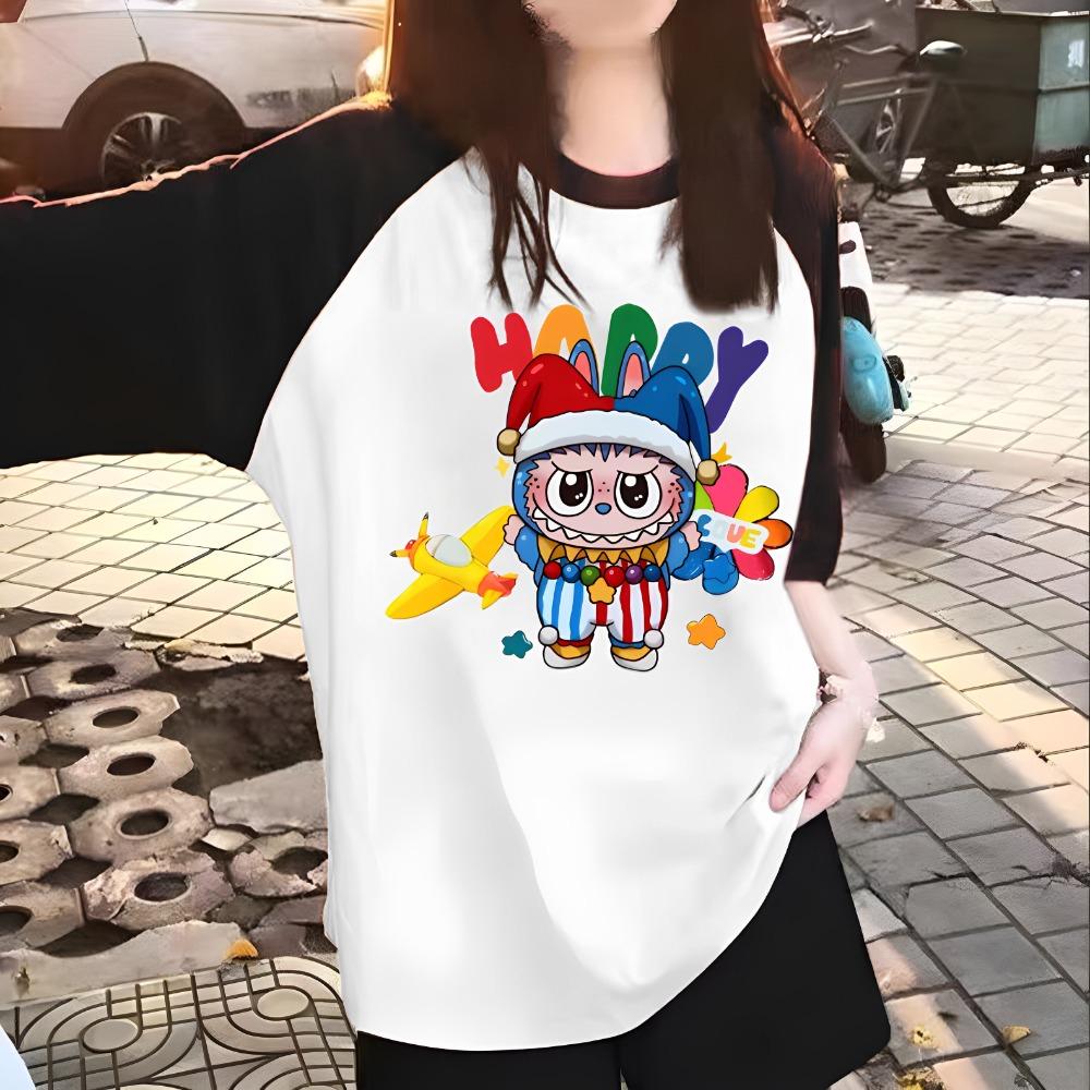 

Labubu Children s T-shirt Summer Sportswear Girls Round Neck Short Sleeve Fashion Casual Wear Comfortable and Breathable 110