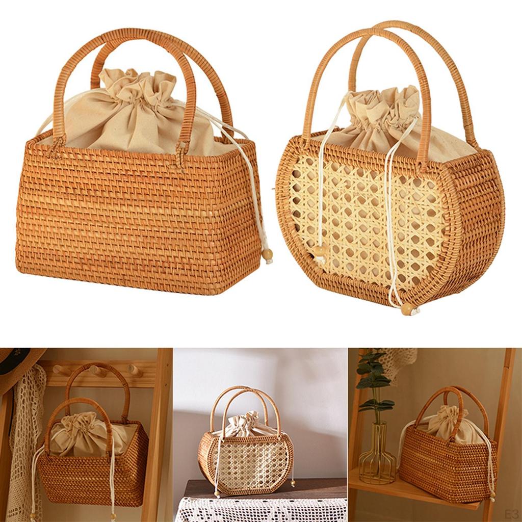 Purse for Women, woven Wicker Handbag, Retro Straw Tote Bag