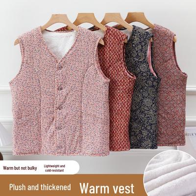 Warm Fleece-Lined Cotton Vest for Middle-Aged and Elderly Women, Perfect for Moms and Grandmas