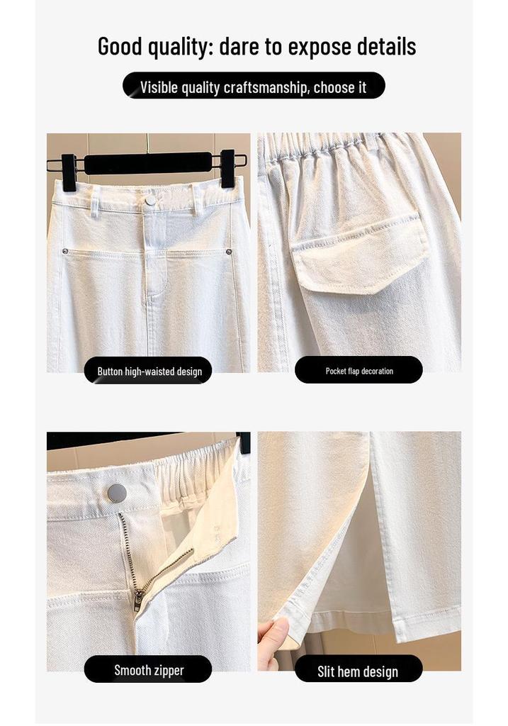 Spring-Summer Plus Size High Waist Denim Skirt - Versatile, Slimming, Elastic Fit