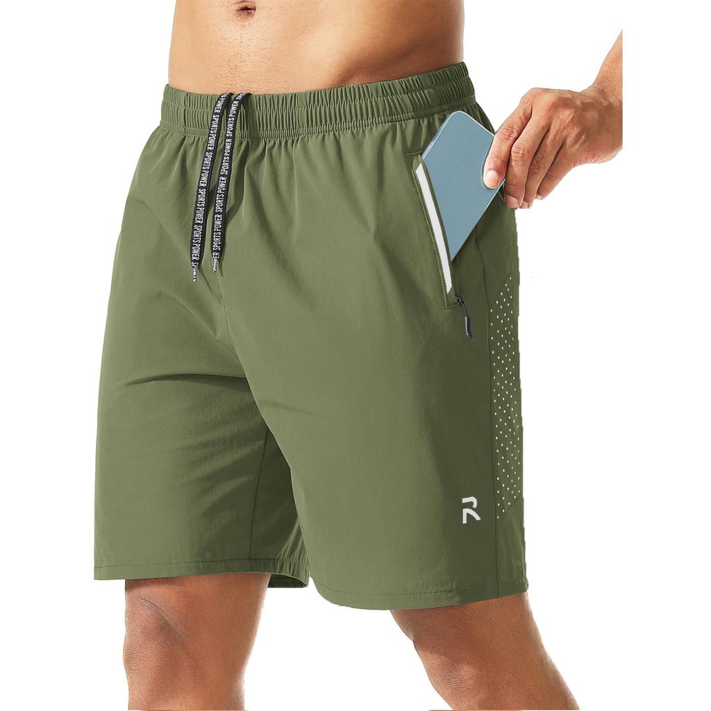 Pantalones Cortos Deportivos Ligeros de Secado Rápido Transpirables Casuales para Hombre con Cintura Elástica y Bolsillo con Cremallera