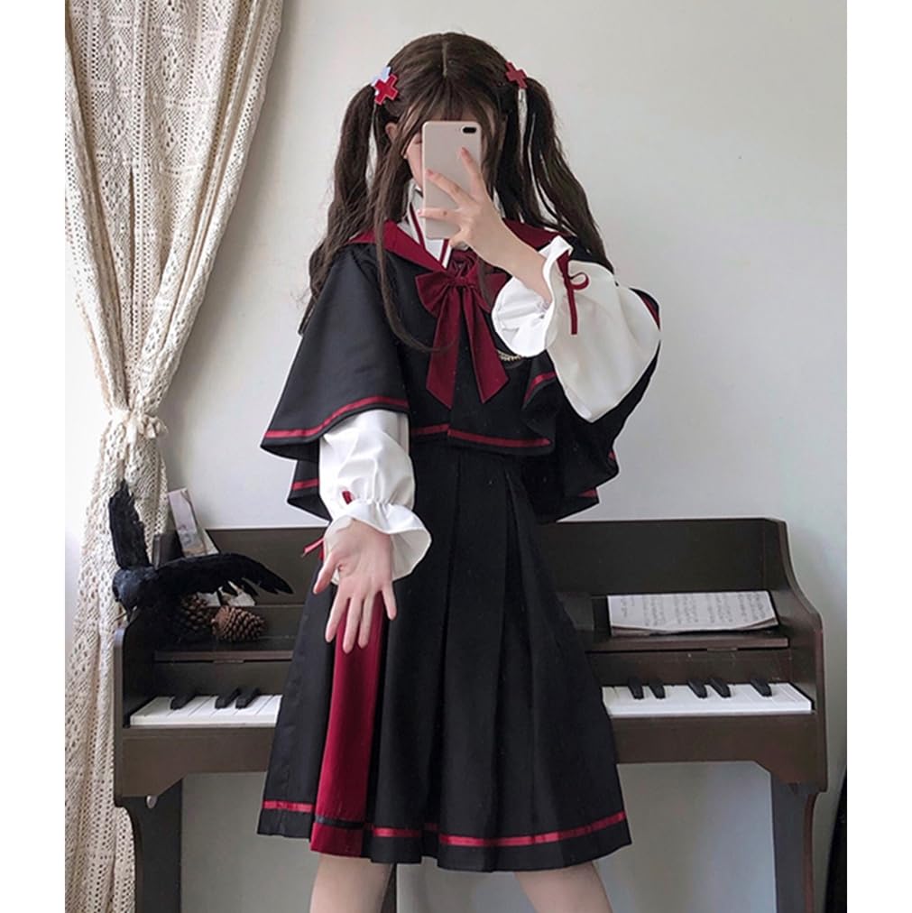 Toku and Yu Gothic Lolita Cosplay Costume Medieval School Uniform Cape Mori Girl