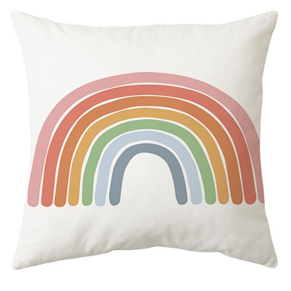 Cartoon rainbow sun pattern printing pillowcase children's room decoration home decoration living room sofa cushion cover