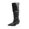 Niche pointed pleated piled boots women's summer and autumn new models but knee high knight boots old western boots