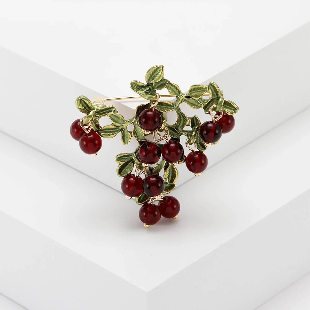 

Enamel Cranberry Brooches for Women Unisex Plant Pins Event Party Luxury Gifts Backpack Decoration Clothes Accessories