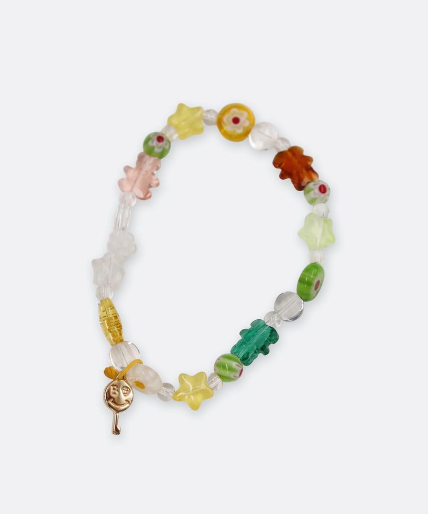 Bonbeau Little Joy Motif Mix Bracelet Colored Glass Flower Star Teddy Bear Motif Mix Bead Bracelet