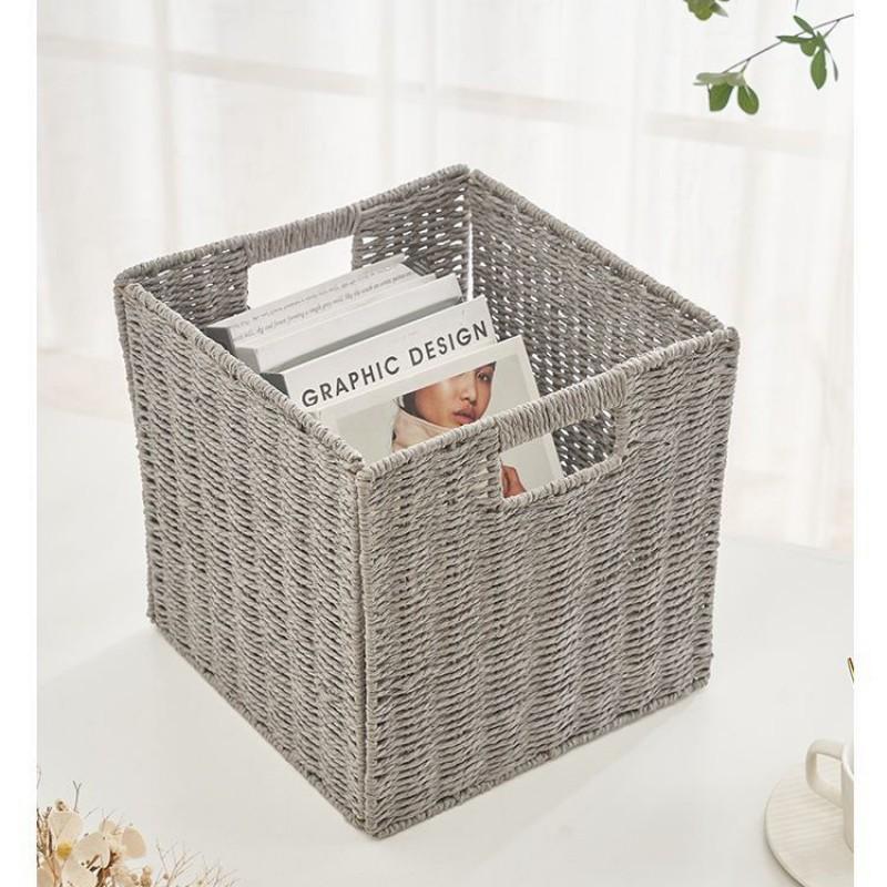 Foldable Paper Rope Storage Basket Toys Snacks Books Laundry Modern Minimalist Organizer Bin