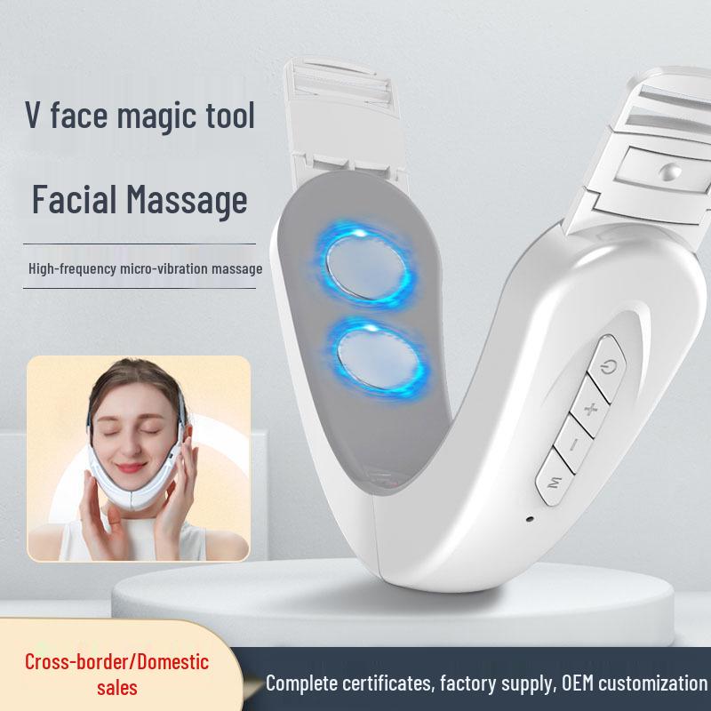 EMS Microcurrent V-Shape Face Slimming Massager: Vibration & Heat for Lifting and Double Chin Reduction