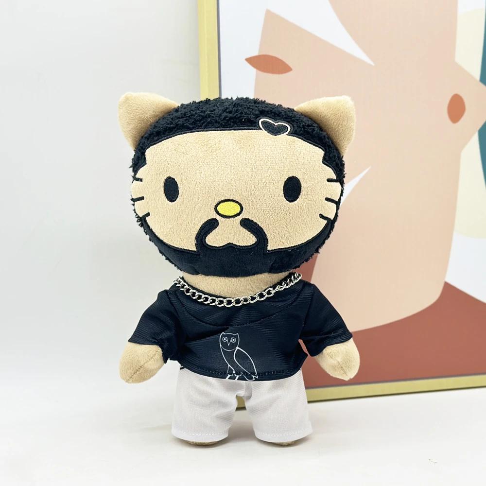 24cm Hello Cat Drake Plüschtier mit schwarzem Freizeitanzug Plüschtierfigur Stofftiere Niedliches Jungen Mädchen Geburtstagsgeschenk