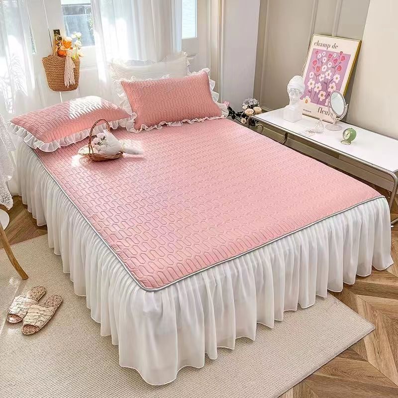 Bed Skirt Pillowcase Three-piece Latex Mat Non-slip Bedroom Simple Bedding