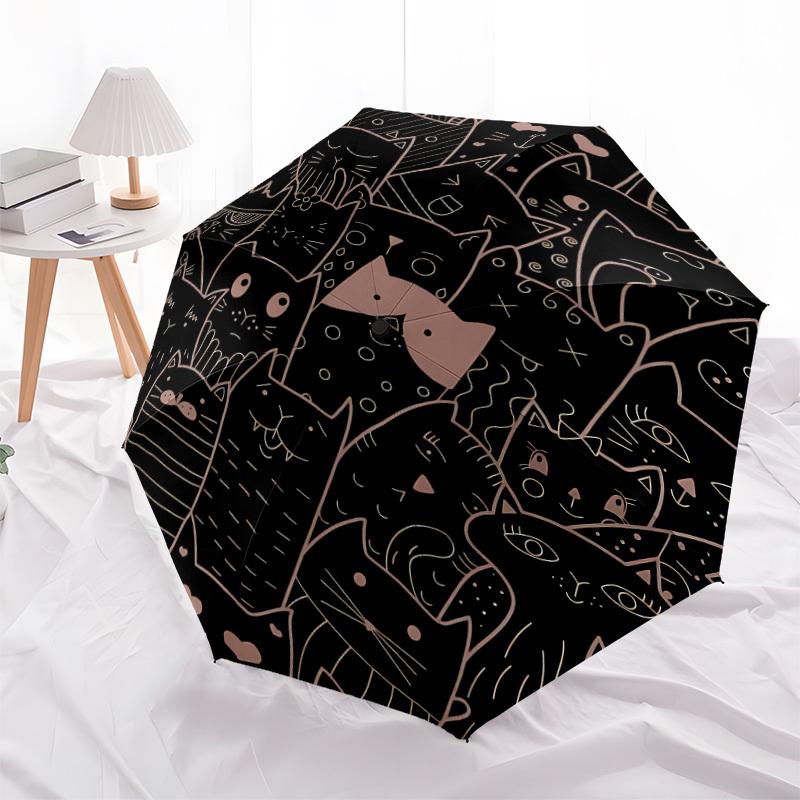 1pc Cat Pattern Fashionable Automatic Opening/Closing Folding Umbrella with 8 Bones, Windproof Portable, Daily Use107