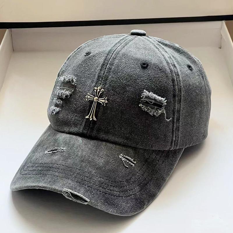 Spring and summer new broken washed baseball cap women's old cross soft top cap men's couple casual sun hat