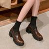 2025 New British Style Retro Leather Loafers Women's Thick Heel Thick Sole Round Head Small Leather Shoes Fashion Women's Shoes