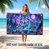 Wolf Theme Beach Towel Personalized Custom Name & Text Soft Quick Dry Beach Towel for Swimming Travel
