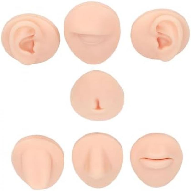 Laroal Körperpiercing-Übungsmodell, Silikon, Nasensimulation, Bauchnabelmodell, Set, Zunge, Mund, Display, Zubehör, Ohr für Anfänger