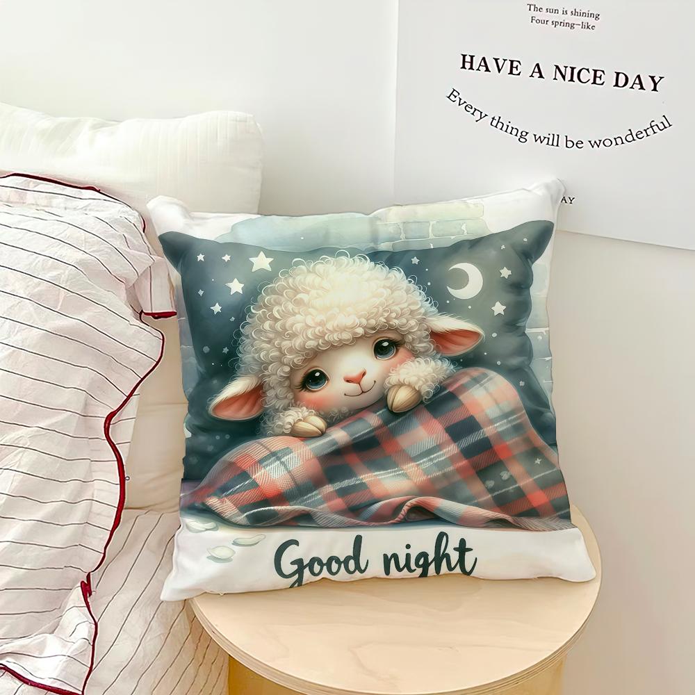 Cute Sleeping Sheep Moon Fashion Modern Comfortable Soft Hogar Pillowcase for Sofa Living Room Bed Home Decor Protective Covers