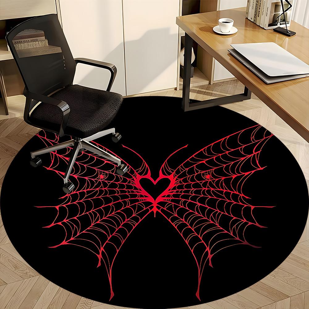 1pc Spider Web Office Round Area Rug, Indoor Mat Suitable ForOffice, Under Office Chairs Bedroom Living Room Home Decor, Room Deco q041