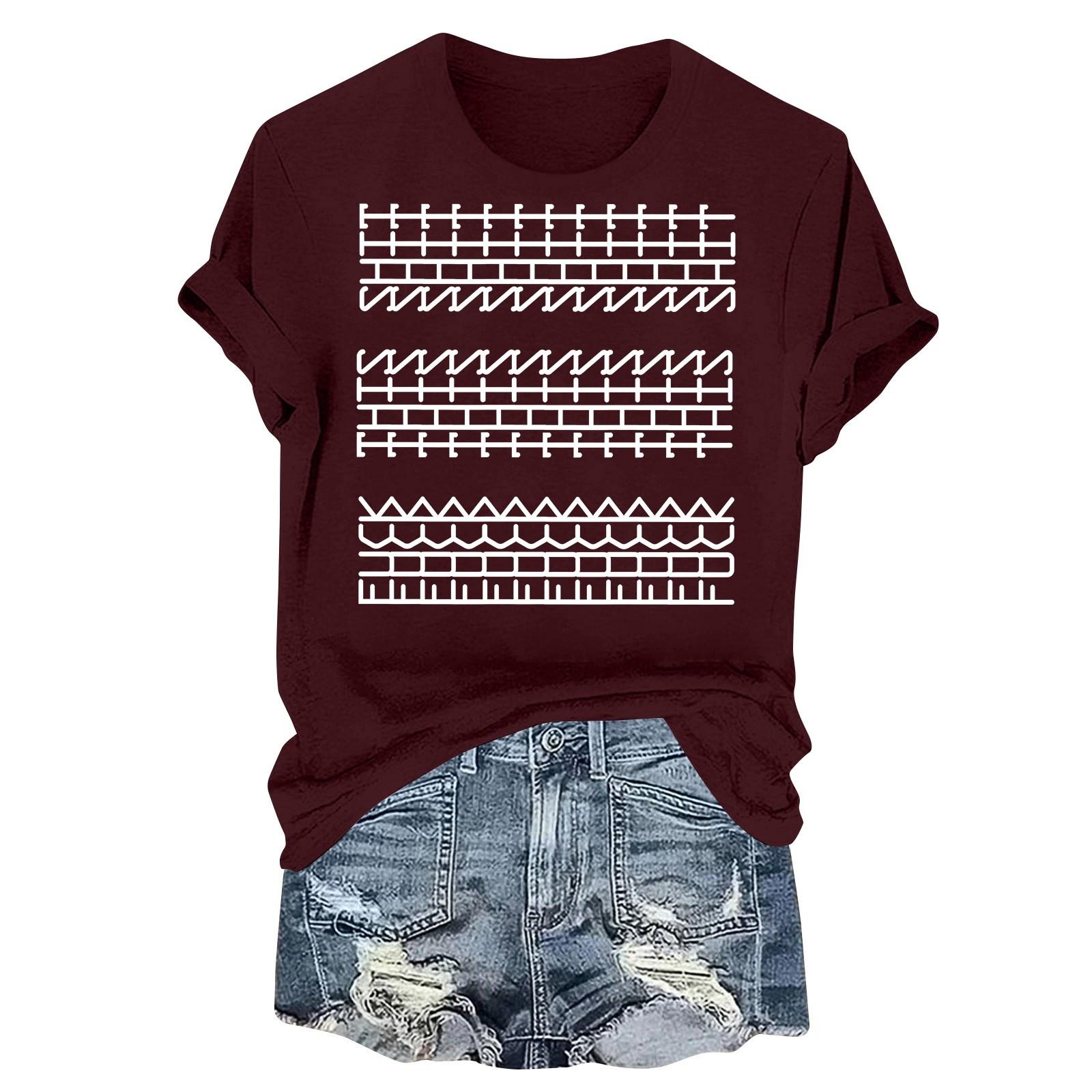 

Women s Fashion Casual Printed Short Sleeve Round Neck Pullover Tops L