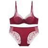 Elegant French-Style Lace Lingerie Set: Embroidered Red Bra for Women