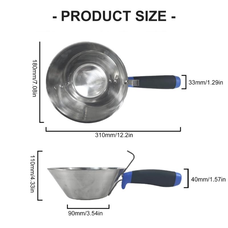 Roestvrijstalen Gips Cement Mengkom Met Ergonomische Handgreep En Ophanghaak Voor Verf Mortel Gips Toepassing