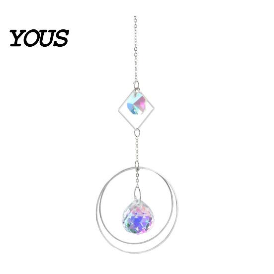 Sun Catcher Pendant Faux Crystal Suncatcher, Colorful Prisms Window Hanging Catcher, Moon Suncatcher Rainbow Maker Chain for Garden Home Decor Star