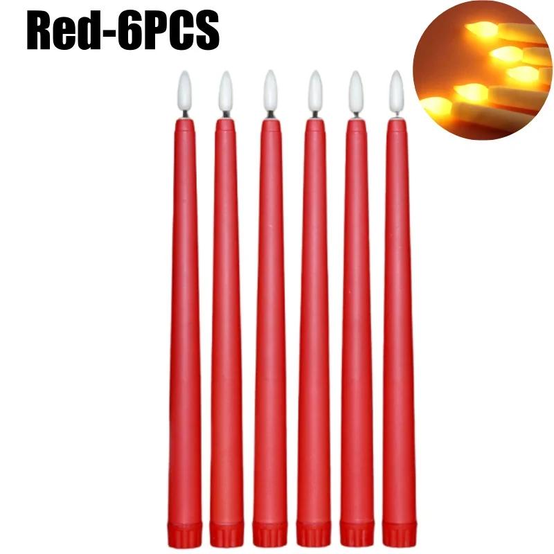 

Christmas Remote Control Colorful Long Stem Simulation LED Candles Cone Shaped Electronic Candles Christmas Party Decor