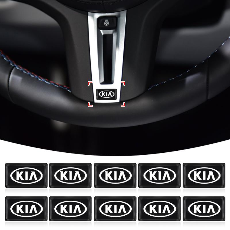 Carbon Fiber Small Steering Wheel Car Logo 3D Stickers For KIA Sportage Ceed Rio 3 4 Picanto Sorento Optima Cerato Soul Amanti