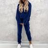 Women's Casual Color Hooded Sweatshirt and Jogger Pants Two-Piece Set with Pockets for Sports and Everyday Wear